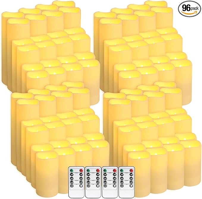 96-Pack LED Flameless Candles with Remote Control - Perfect for Parties, and Special Occasions(Three Sizes)