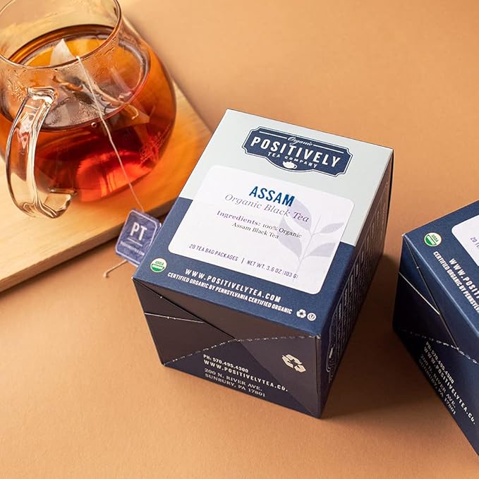 Organic Positively Tea Company, Assam Black Tea Bags, 20 Count