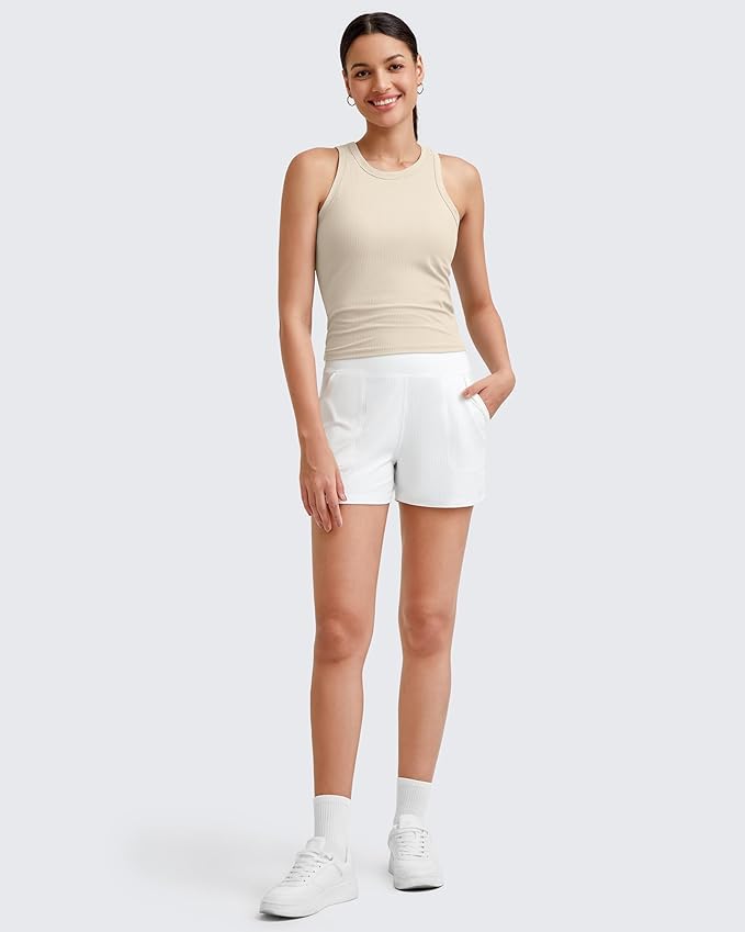G4Free Workout Tank Tops for Women Slim Fitted Racerback Ribbed Athletic Gym Yoga Tanks Summer Casual