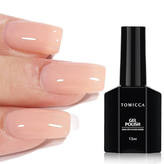 TOMICCA Nude Gel Nail Polish,15ml Light Nude Gel Polish,Soak Off Uv Led Cure Needed，Color Long Lasting Translucent Nail Art Manicure French Salon Diy Design Gifts For Woman