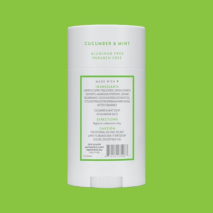 Native Aluminum-Free Clean Deodorant with Natural Derived Ingredients, 72HR odor control | Deodorant for Women and Men, With Baking Soda, Coconut Oil, Shea Butter | Cucumber & Mint