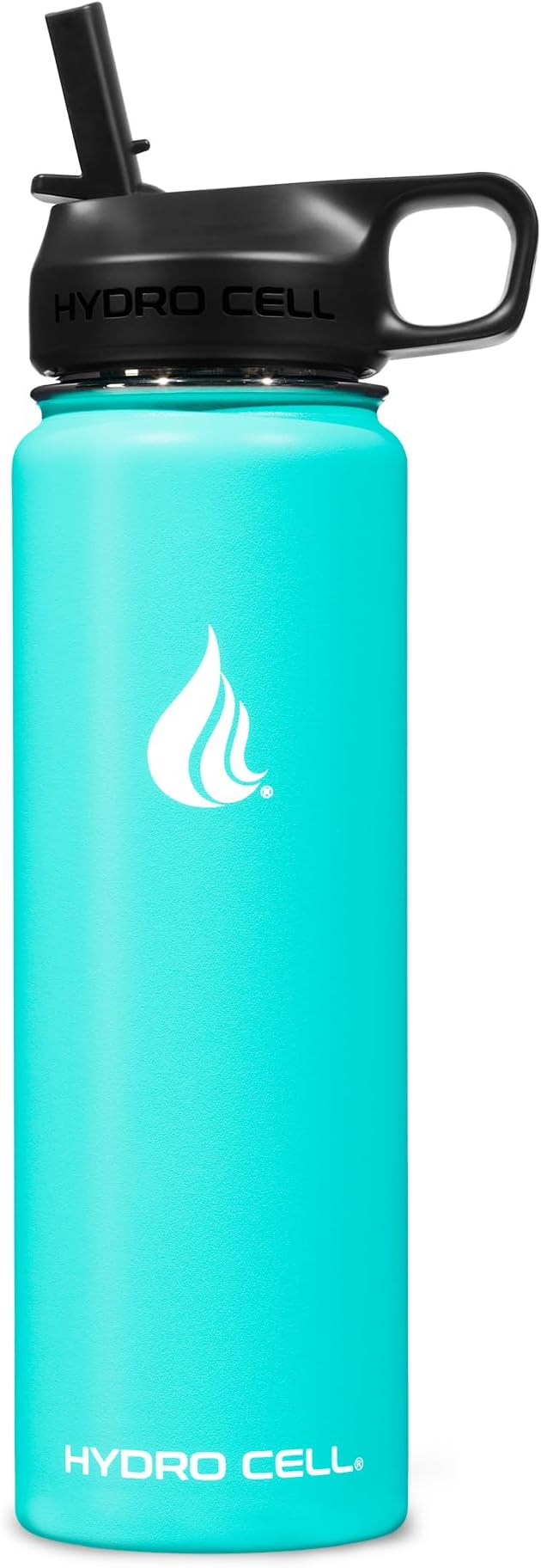 HYDRO CELL Stainless Steel Sport Water Bottle with Straw - Keeps Drinks Cold & Hot via a Leak Proof Metal Triple Insulated Vacuum Flask for All Sports and Outdoors Activities (Teal 24oz)