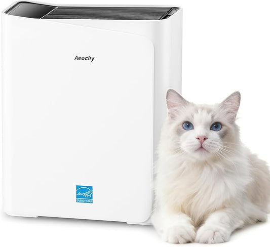 2300 ft² Energy Star Air Purifiers, AEOCKY Proprietary YearChange Filter Tech, with Multi-Effect Filter, Washable Pre-Filter, Scent Capsule, Air Quality Monitor, for Home Large Room bedroom Pets Odor
