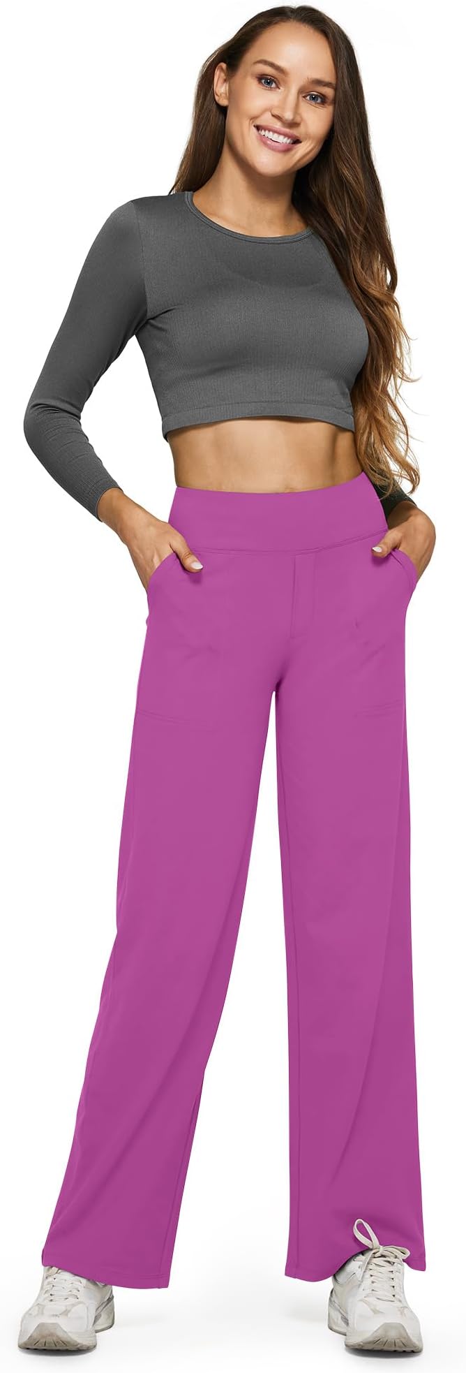 G4Free Yoga Pants Women Wide Leg Pants with Pockets High Waist Stretch Dress Casual Sweatpants Petite/Regular/Tall
