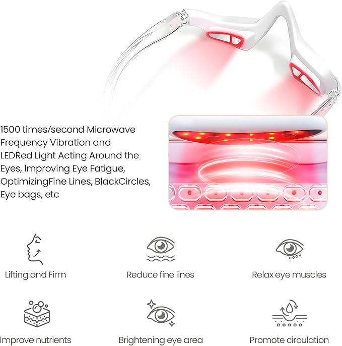 Red Light Therapy for Eyes,New 3D Contour Eye Massager,Under Eye Red Light Therapy Glasses Used for Dark Circles & Eye Bags,Reduce Puffiness and Wrinkles