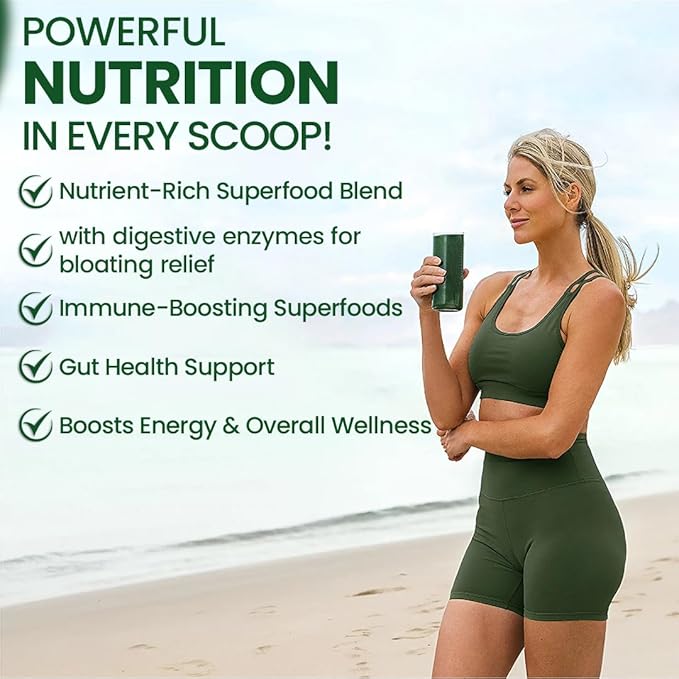 Superfood Reds & Greens Powder - 11.64 oz (Pack of 12), Prebiotics & Probiotics for Digestive Health, Super Greens Powder with Ashwagandha, Antioxidants, Vegan, Non-GMO
