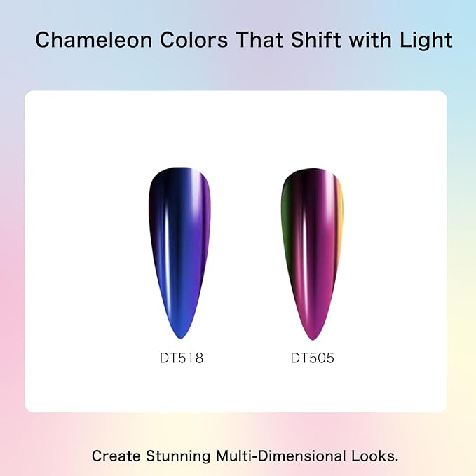 Chrome Nail Powder Kit: 10 Jars 8 Colors Metallic Mirror Effect 2 Colors Holographic Aurora Chameleon Nail Art - 1g/Jar Silver Pink Gold Purple Chrome Powder for Nails