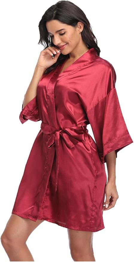 Women's Pure Short Silky Robes Bridesmaid Bride Party Satin Robes Sleepwear