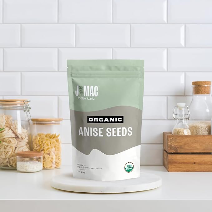 J Mac Botanicals Organic Anise Seeds (16 oz) whole seeds, aniseed, anisecookies, anisetea, aniseseed powder, aniseseeds for baking, Certified Organic.