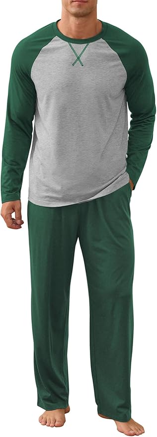 NITAGUT Men's Pajama Set Long Sleeve Sleepwear 2 Piece Loungewear with Pockets Soft Comfy Nightwear