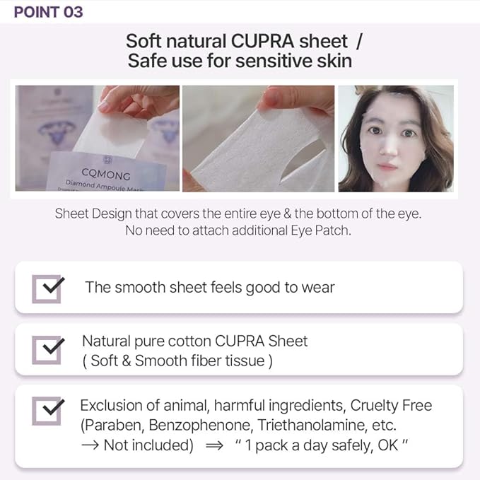 Diamond Ampoule Sheet Mask (30g x 10pcs), Korean Face Facial Masks, Glossy & Elastic Skin, Hydrating, Soothing, Nourishing, Collagen & Hyaluronic Acid, Smooth Sheet