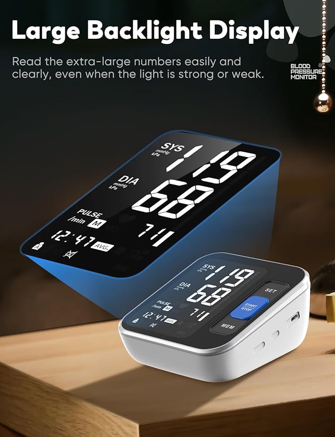 Blood Pressure Monitors for Home Use Upper Arm, Accurate Cuff 8.7”-15.7” Monitor with Large Backlight Display 2 Users 240 Sets Memory, Digital BP Machine, Christmas Gifts for Mom Dad Seniors