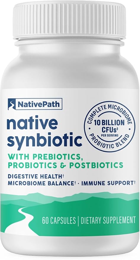 NativePath Complete Synbiotic - Pre, Pro & Postbiotic 3-in-1 for Gut Health & Digestive Support - 10 Billion CFU, 30 Servings