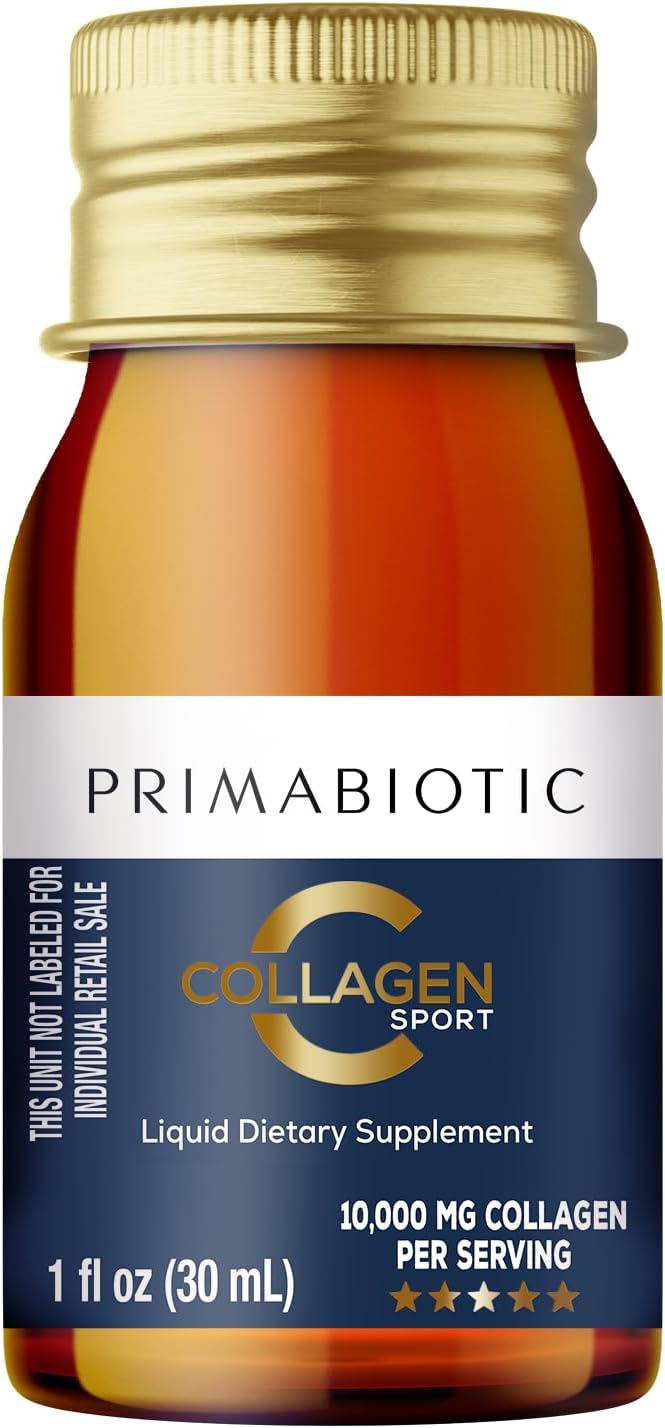PRIMABIOTIC Liquid Collagen Sport- High Collagen Content [10,000 Mg] Per Serving - Hydrolyzed Collagen Drink and 12 Vitamins Orthosilicic Acid | Helps Bone Health, Hair, Nails | (30 Bottles x 30 ML)