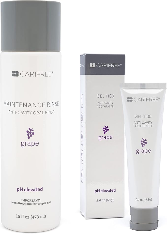 CariFree Maintenance & Prevention Kit, Grape | Anti-Cavity Fluoride Toothpaste & Mouthwash Freshens Breath and Moistens Mouth | Dentist Recommended for Oral Care (3-Month Supply)