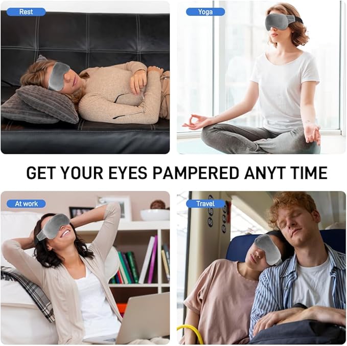 Microwave Heated Eye Mask for Dry Eyes, Moist Heat Eye Compress Weighted Warm Eye Mask for Dry Eyes, Stye Eye Treatment, Puffy Eyes, Sleeping, Relaxation, Therapy (Light Grey)