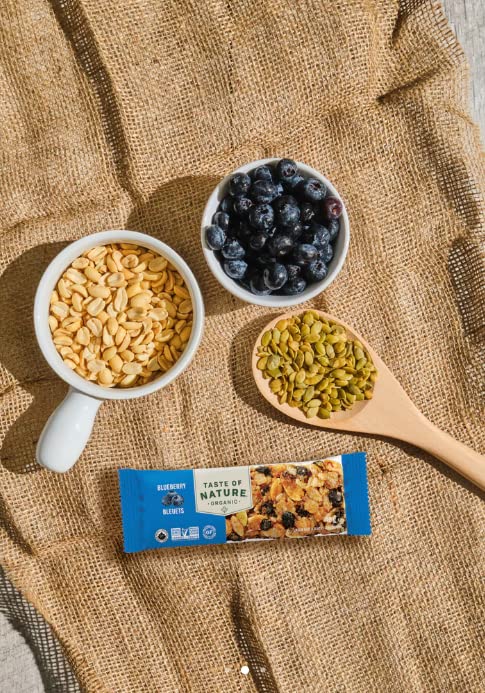Taste of Nature Organic Blueberry Snack Bar - Healthy, Gluten Free, Non GMO, Vegan Snack Bars with Mixed Nuts, Fruits and Seeds - 16-Count Snack Pack