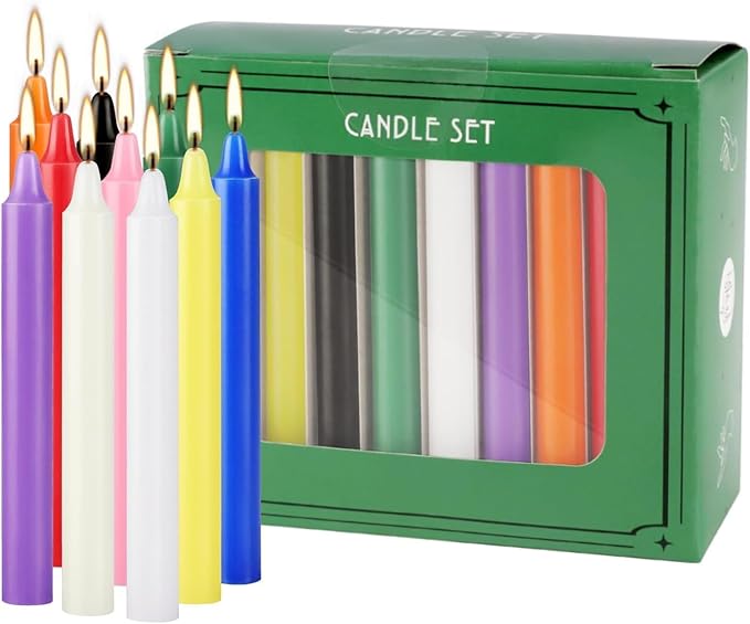 40 Pack Assorted Color Spell Chime Candles, 4 Inch Mini Taper Candles for Home Decor Kitchen Decor Wedding Decoration-10 Colours,Great for Casting Chimes, Rituals