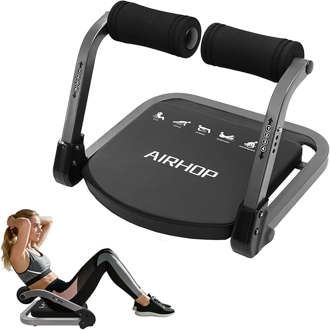 AIRHOP Ab Machine for Stomach Workout, Abs Workout Equipment for Sit Up Exercise, 4-Speed Adjustable Ab Trainer Machine with Automatic Rebound, Home Gym Abdominal Exercise Equipment for All Ages
