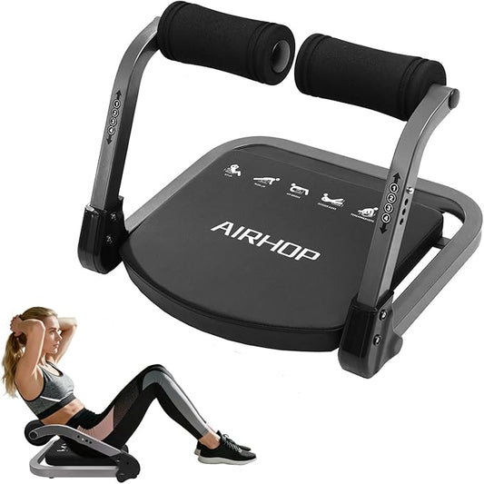 AIRHOP Ab Machine for Stomach Workout, Abs Workout Equipment for Sit Up Exercise, 4-Speed Adjustable Ab Trainer Machine with Automatic Rebound, Home Gym Abdominal Exercise Equipment for All Ages