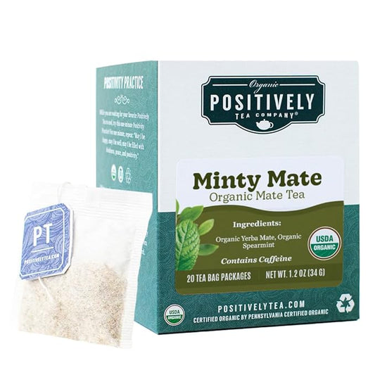 Organic Positively Tea Company, Minty Mate, Yerba Mate Tea Bags, 20 Count