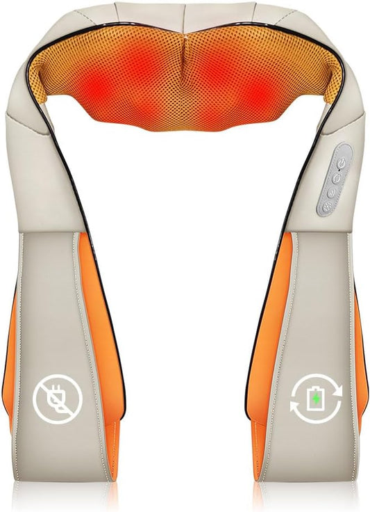 Cordless Neck and Should Massager, Kneading Neck and Back Massager for Pain Relief with Rechargeable Battery, Portable Body Massager