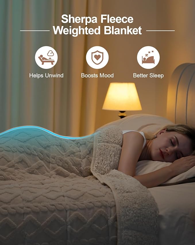 Super Fuzzy Soft Sherpa Fleece Weighted Blanket, 15 lbs Dual Sided Fluffy Heavy Weighted Blankets for Adults - No Bunching with Double Layers of Soft Inner Lining (48"x 72", 15 Pounds)