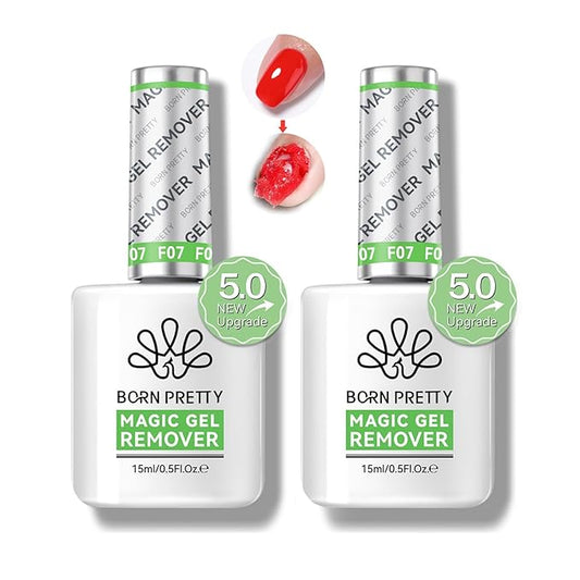 BORN PRETTY Gel Nail Polish Remover, 2 Pack Professional Gel Polish Remover for Nails, Quick & Easy Polish Remover In 3-5 Minutes, No Need for Foil Soak Or Wrap