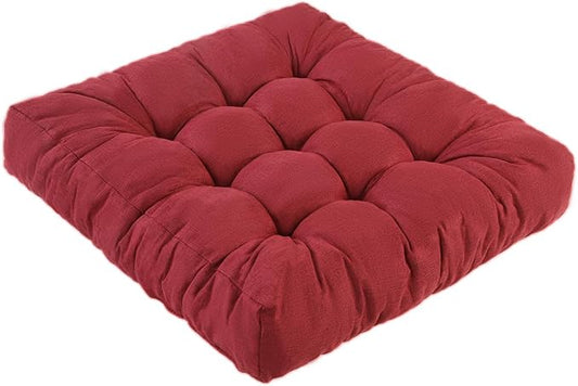 Meditation Floor Cushions, Thickened Floor Pillow for Adults, Large Square Pillows Seat Cushion for Tatami Living Room Yoga, Memory Sponge Block Added, 22x22 Inch, Wine Red