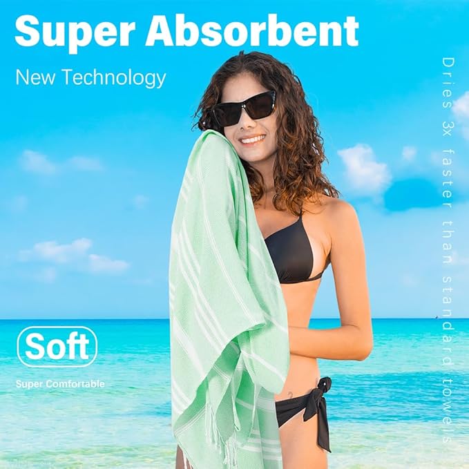 Turkish Beach Towel Quick Dry Absorbent Cotton Lightweight Thin Bathroom Bath Pool Swim Towels Extra Large Oversized Sand Free Beach Accessories Essentials Stuff Cloud Gift for Adults