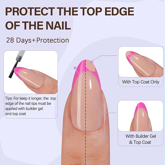 Misssix XBASICTIPS French Tip Press On Nails, 150Pcs French Gel Nail Tips Medium Almond, Soft Gel Pre-shaped No Need to File 3 in 1 Fake Nails for Nail Art DIY Extension Designs 15 Sizes