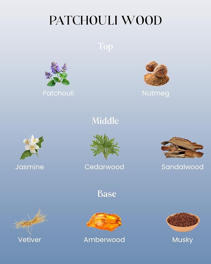 M&SENSE Sandalwood Patchouli Scented Candle - 10.6oz Natural Soy Wax 60-Hour Long Lasting Burn Time Non Toxic Strong Woody Scented Candle for Men Women