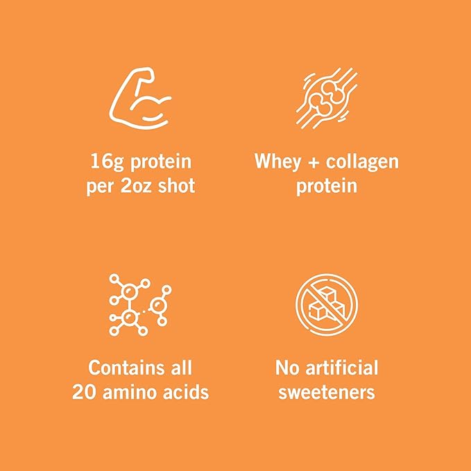 Vidafuel Protein Drink, 16g Protein Per 2oz Shot, 32 fl oz Carton, Citrus, Collagen and Whey Drink, No Artificial Sweeteners