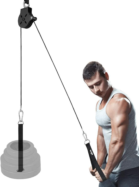 Yes4All Cable Machine Attachment, Double D Hanlde & Tricep Rope Cable Attachment, Weight Machine Accessories Load 880 LB for Home Gym