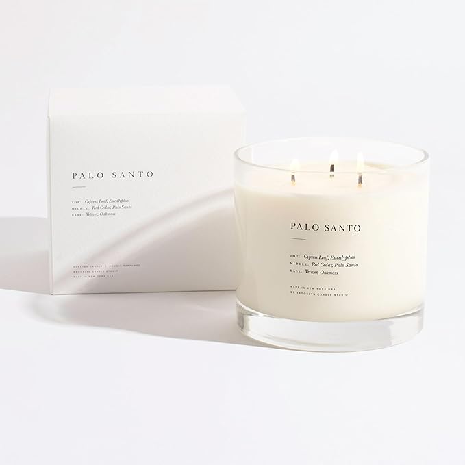 Brooklyn Candle Studio Palo Santo XL 3 Wick Candle - Luxury Scented Candle, Vegan Soy Wax, Hand Poured in The USA, 100 Hour Slow Burn Time - 27oz