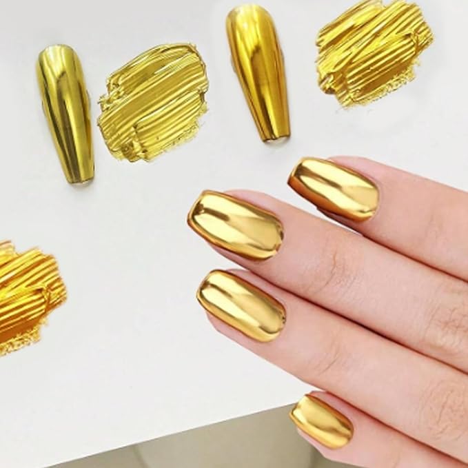 Holographic Mirror Gold Chrome Nail Powder Kit Effect Pure Metallic Dust Sequins UV Gel Gold Nail Chrome Powder Set Pigment for Nail Art Decoration