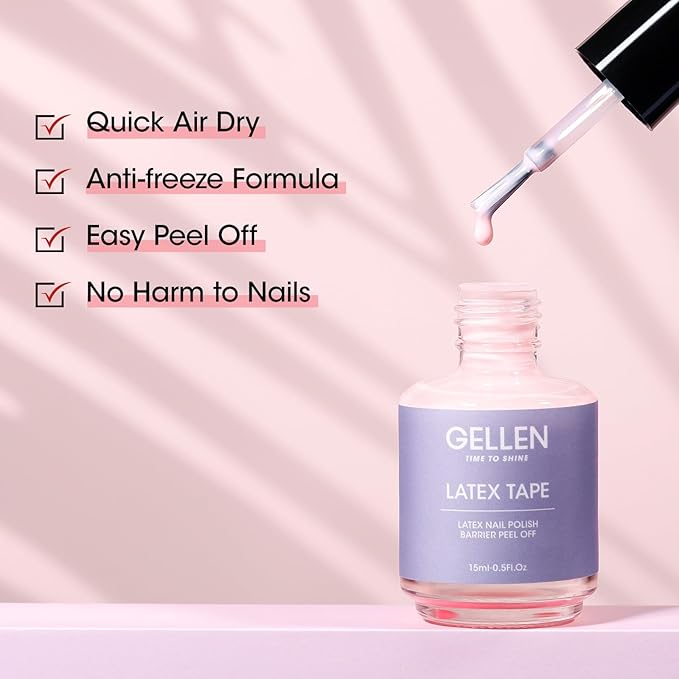 Gellen Liquid Latex for Nails, Peel Off Cuticle Guard for Nail Polish Skin Barrier Protector Nail Art Liquid Latex Tape for Manicure Home Salon 15ml Pink Cuticle Protectors Gifts for Women