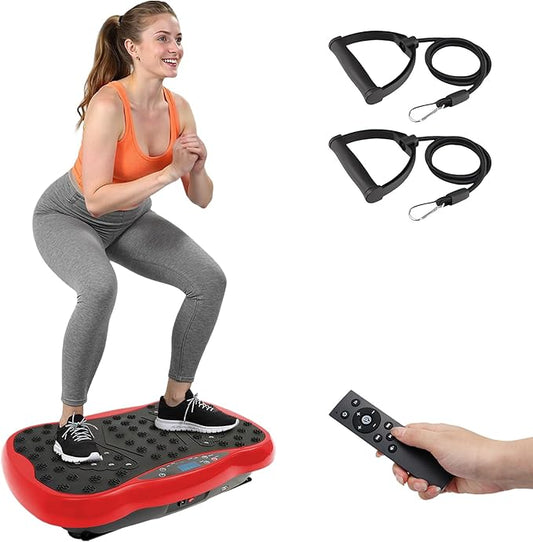 ALSO GO Vibration Plate Exercise Machine, 120-Level & 3 Workout Modes Vibration Board for Weight Loss/Lymphatic Drainage, 400lbs Capacity with Resistance Bands, Full Body Platform for Home Fitness