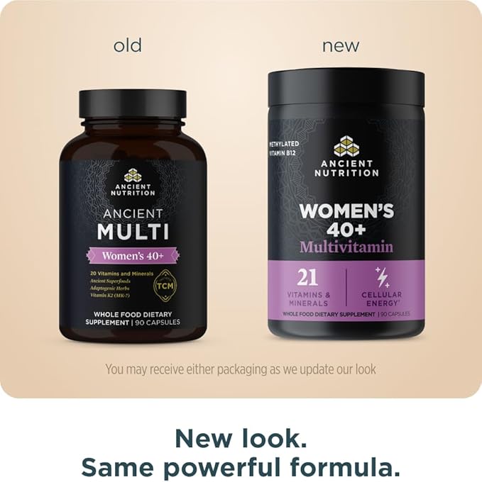 Ancient Nutrition Multivitamin for Women 40, Multi Vitamin and Immune Support with Vitamin D & C, 20 Vitamins and Minerals, Stress and Sleep Support, Supports Bone and Blood Health, 90 Capsules