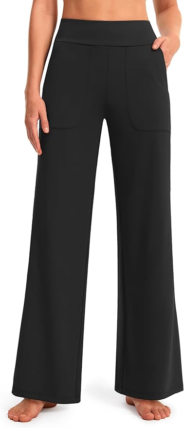 AFITNE Womens Wide Leg Yoga Pants with Pockets High Waist Stretch Dress Casual Pants Loose Lounge Sweatpants 28"/30"/32"