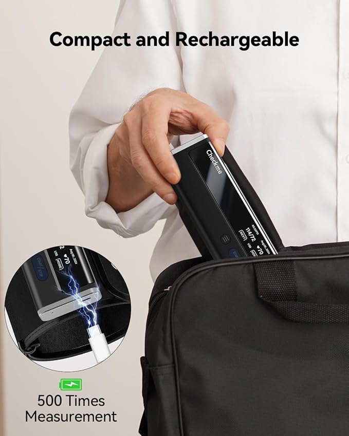 Checkme Blood Pressure Monitor for Home Use - Upper Arm Bluetooth BP Machine, Accurate Readings in 30 sec, App Enabled for iOS & Android, Stores 50 BP Readings, Black