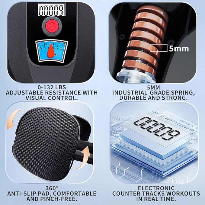 Thigh Trainer 0-132 lbs Adjustable Resistance Pelvic Floor Muscle Kegel Exerciser, Thigh Exerciser & Booty Trainer for Women & Men, Pelvic Floor Exercise Workout Machine