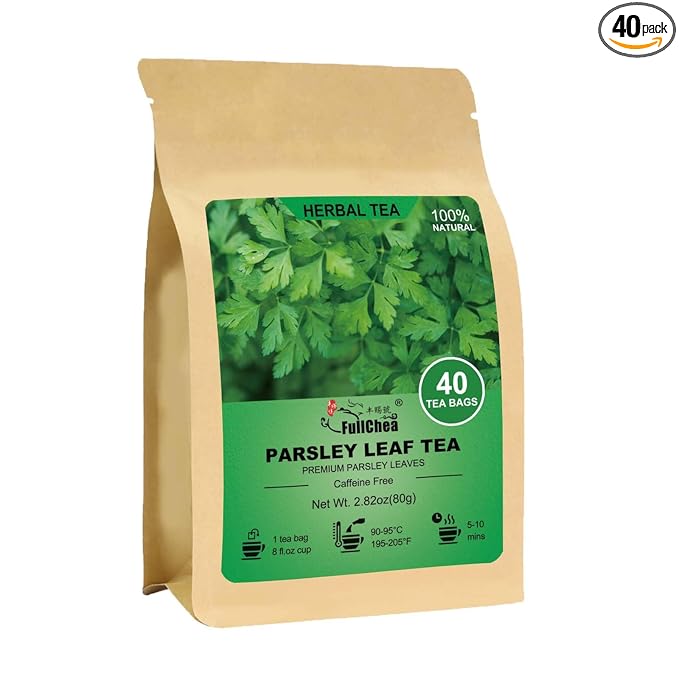 FullChea - Parsley Tea Bags, 40 Teabags, 2g/bag - Premium Parsley Leaves - Non-GMO - Caffeine-free - Aid Digestion & Boost Immunity