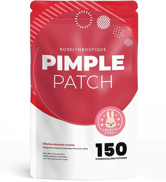 ROSELYNBOUTIQUE Pimple Patches for Face - Hydrocolloid Acne Patches with Tea Tree Oil, Zits Blemishes Pore Strips - Vegan Facial Skin Care Products Cruelty-Free (150 Counts - 4 Sizes)