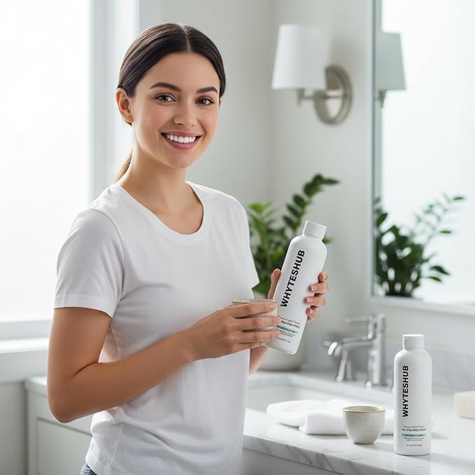 Spearmint Oil Pulling Rinse with Organic Cold-Pressed Coconut Oil, Helps Maintain Gum Health & Freshens Breath - 8 fl oz