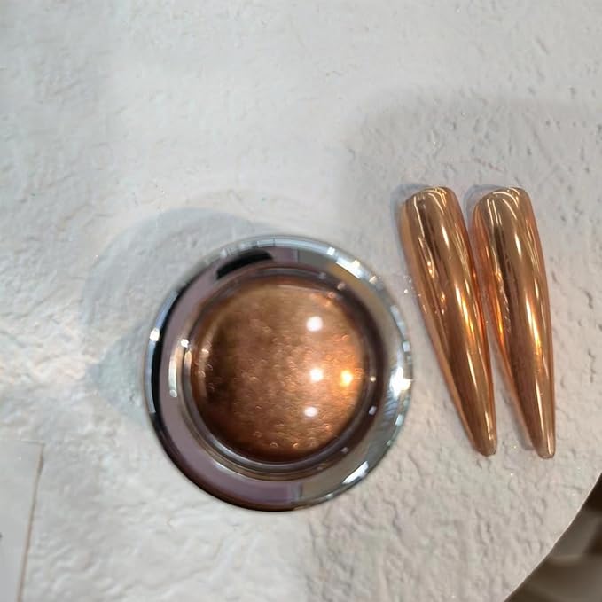 Chrome Nail Powder Gold Silver Champagne Copper 4 Colors Mirror Effect Metallic Chrome Powder for Nails, GZMAYUEN Metallic Nail Powder for Women Girls Gifts