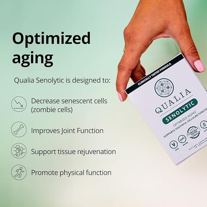 Qualia Life Sciences Qualia Senolytic Ultimate Formula for Enhanced Cell Repair&Rejuvenation 2-Day Aging&Longevity Support Regimen w. Fisetin,Quercetin, Piperlongumine,Senactiv,Curcumin(Pack of 4)