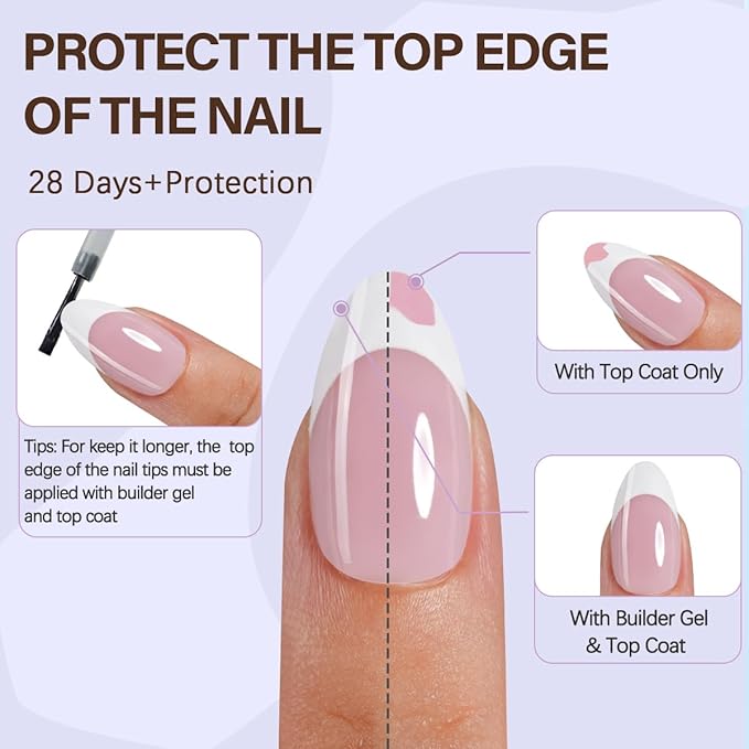 Misssix XBASICTIPS French Tip Press On Nails, 150Pcs French Gel Nail Tips Short Almond, Pink White Soft Gel Pre-shaped No Need to File 3 in 1 Nail Tips, Fake Nails for Nail Art DIY Extension 15 Sizes