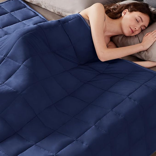 Weighted Blanket Queen Size (60"x80" 25lbs),Ultra Soft and Cozy Cooling Weighted Blanket Queen Size for Adult,Heavy Blanket with Machine Washable Soft Blanket, Blue