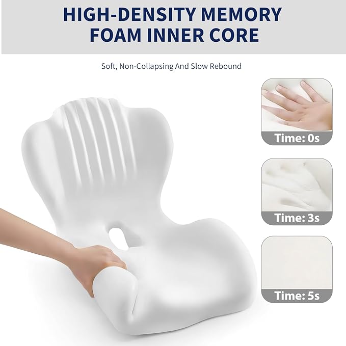 Lotarrotta Ergonomic Seat Cushion with Lumbar Support, Multi - Purpose Orthopedic Seat Pillow for Office Chair, Car, Dining Chair, Truck, Relief for Back, Hip, Leg Pain